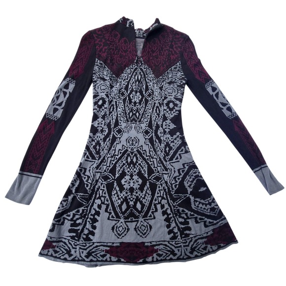 Free People Dress Long‎ Sleeve Knit Patterned Dress - Picture 1 of 12